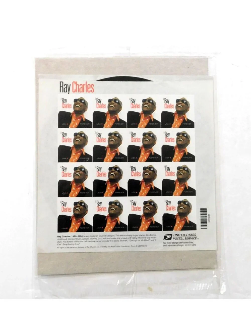 Ray Charles Forever Stamps Sheet Of 16 New Sealed USPS 2013 Issue #579544
